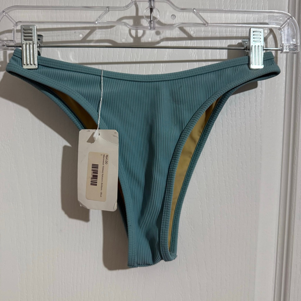 Women's Manowear Ribbed Nalukini Bikini Bottom S Blue Beige